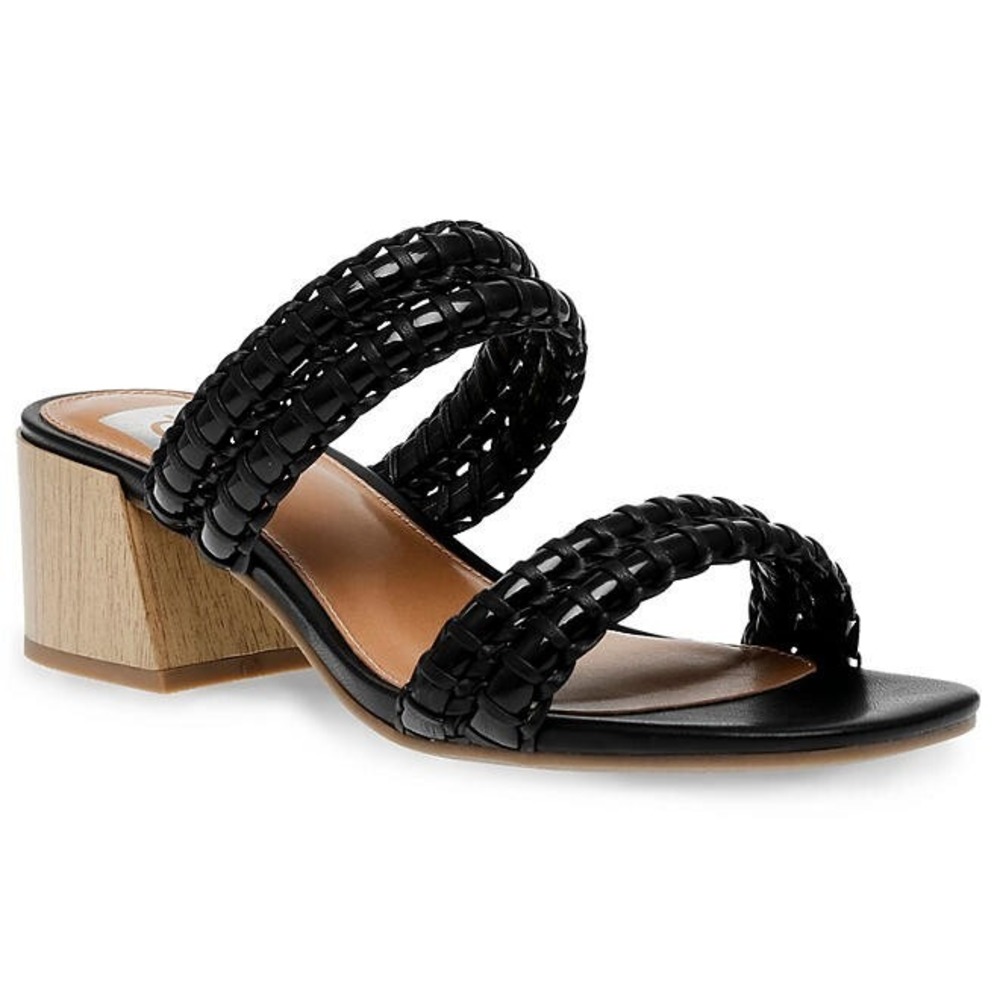 DV Dolce Vita Womens Santana Braided Block Heel Slide Sandals Black Size 9